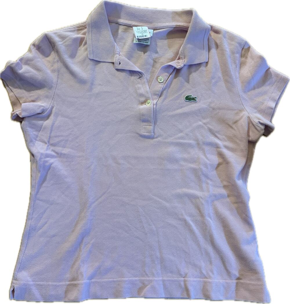 Lacoste Polo Shirt Womens Size S Pink Pique Alligator Logo Short Sleeve